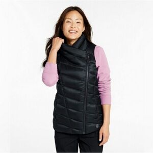 L.L. Bean Black Puffer Asymmetrical zip Vest
